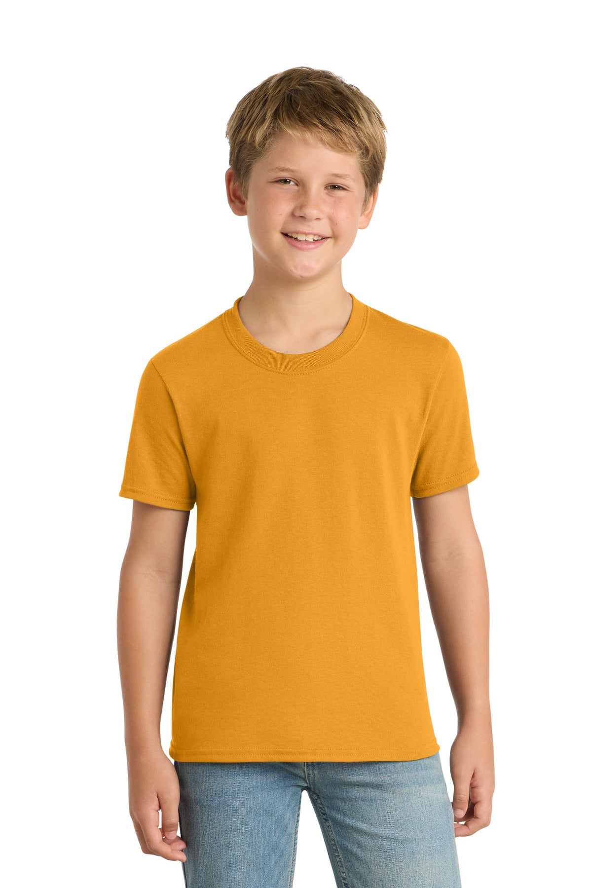 Port & Co Youth Core Blend Tee.  PC55Y in Gold