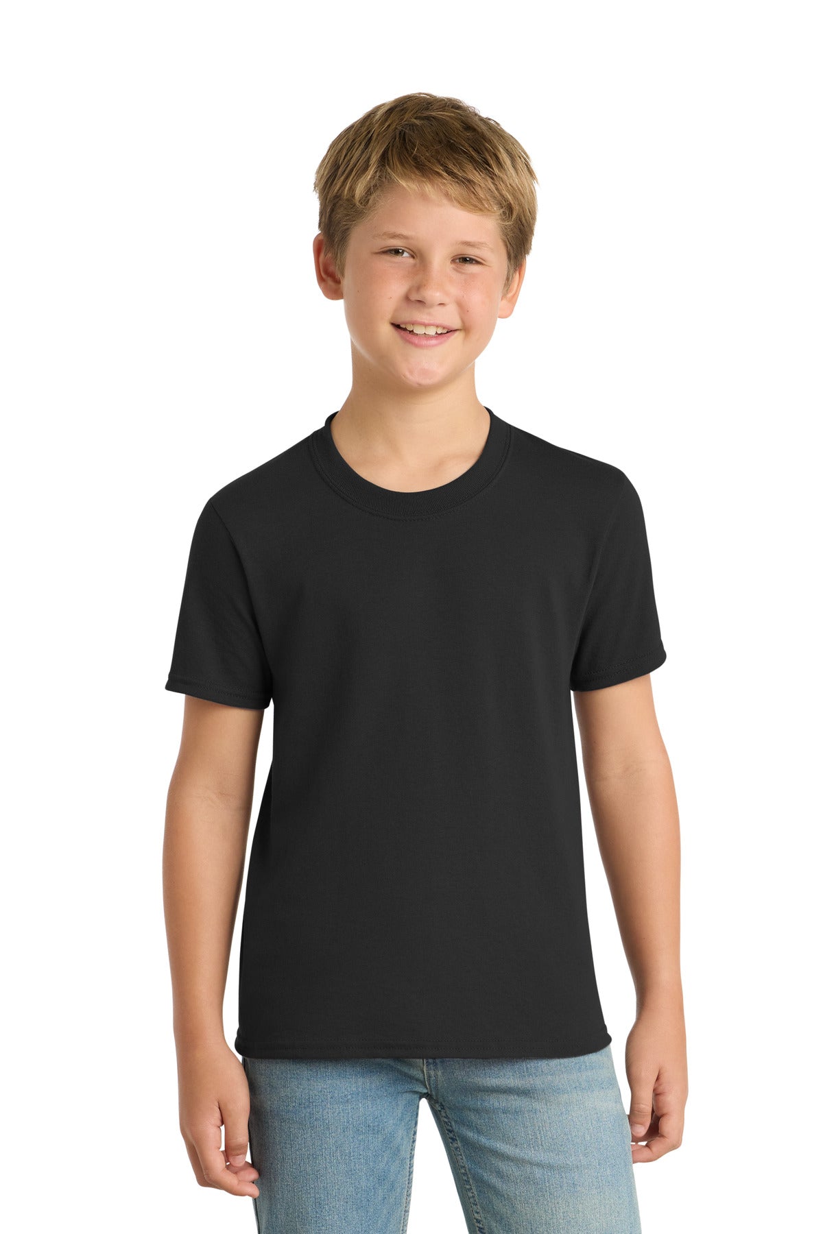 Port & Co Youth Core Blend Tee.  PC55Y in Jet Black