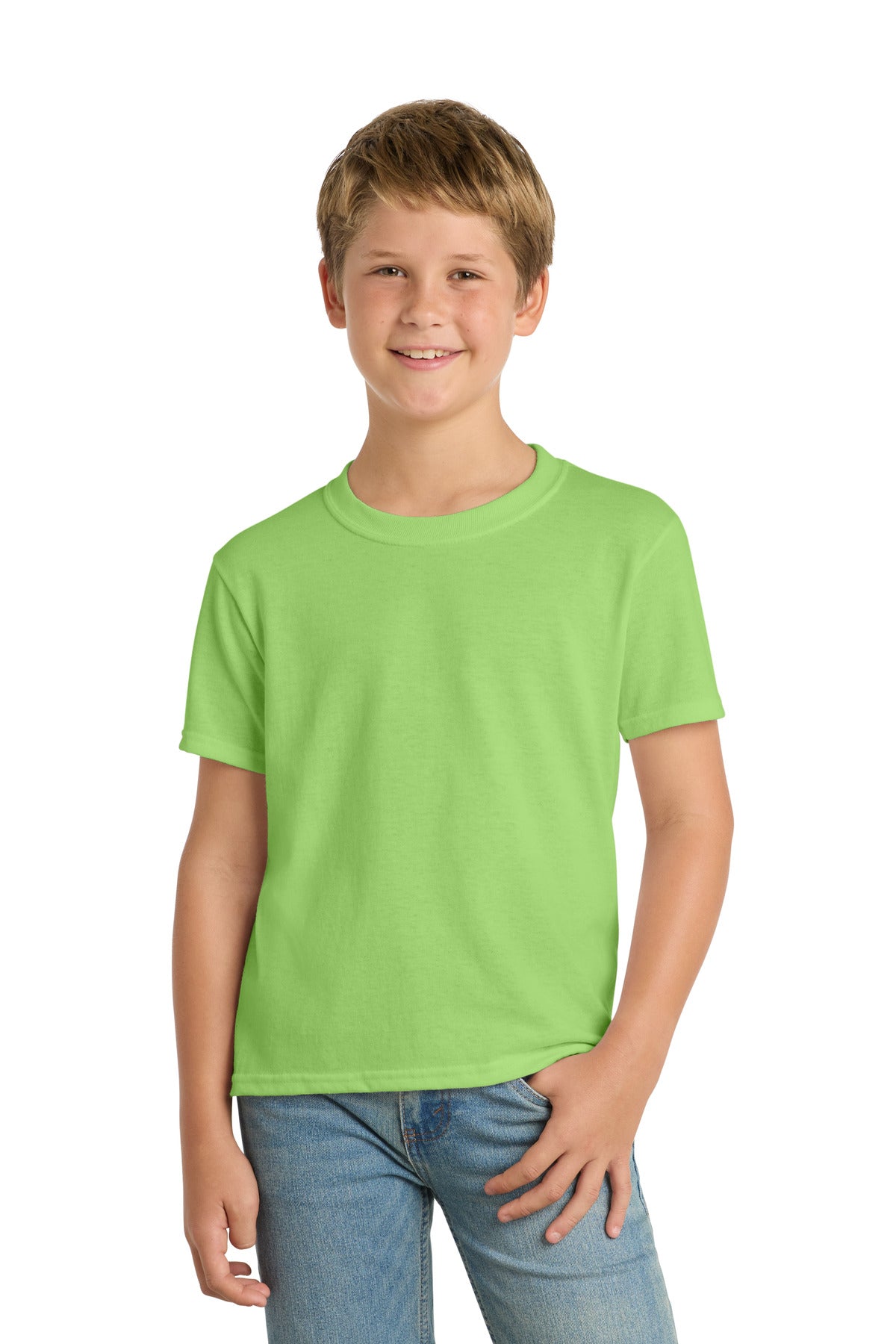 Port & Co Youth Core Blend Tee.  PC55Y in Lime