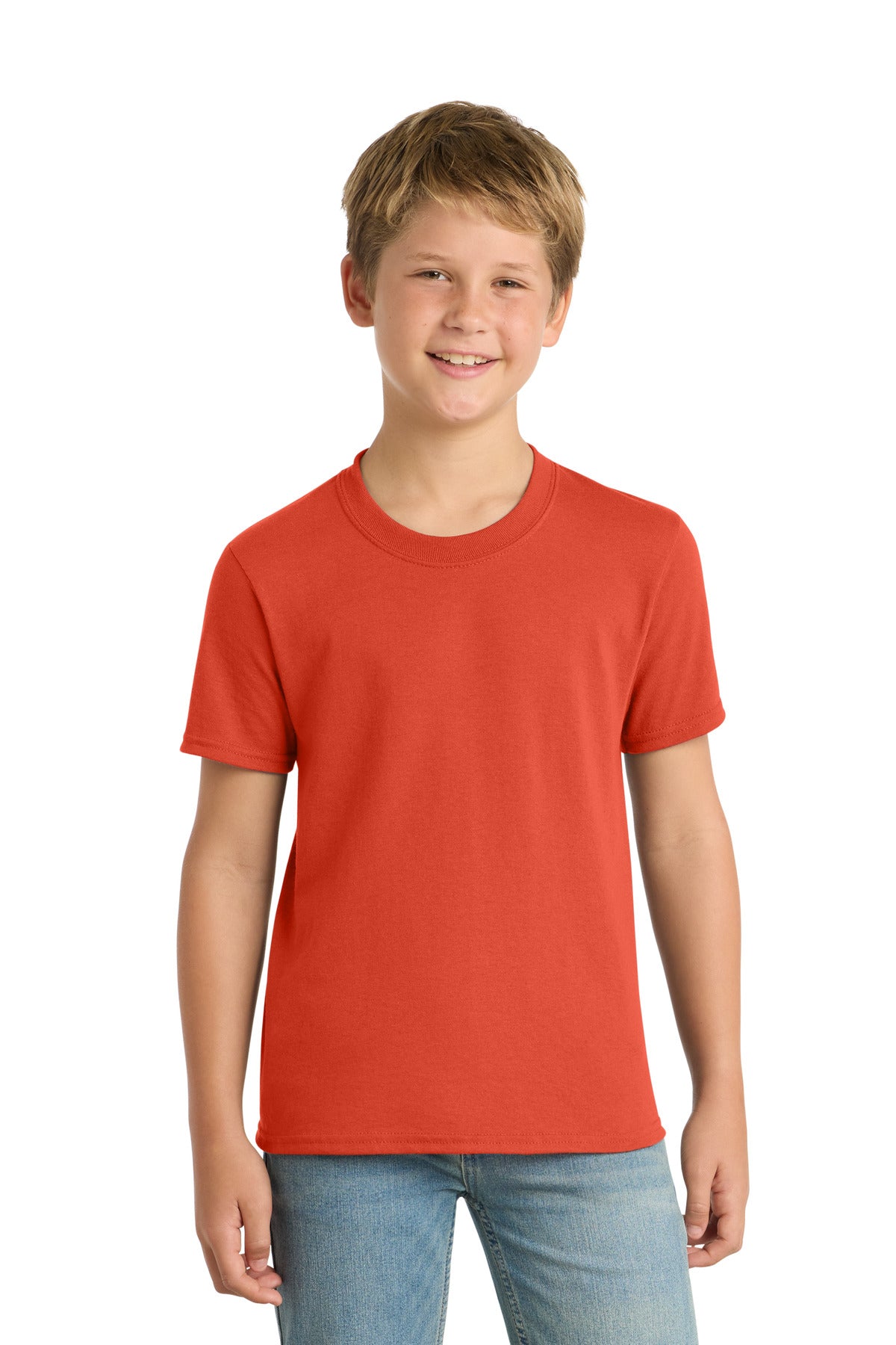 Port & Co Youth Core Blend Tee.  PC55Y in Orange