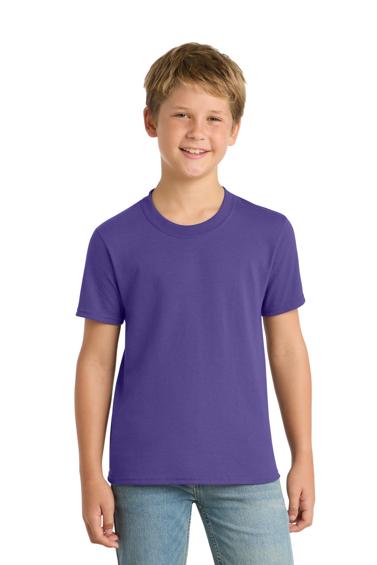 Port & Co Youth Core Blend Tee.  PC55Y in Purple