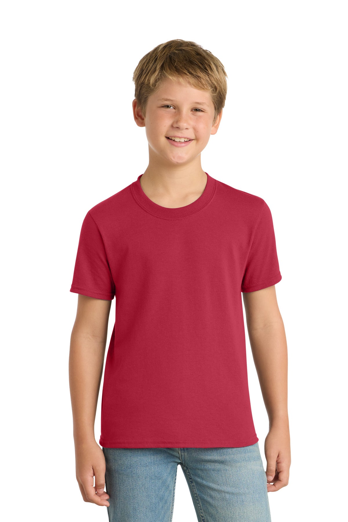 Port & Co Youth Core Blend Tee.  PC55Y in Red