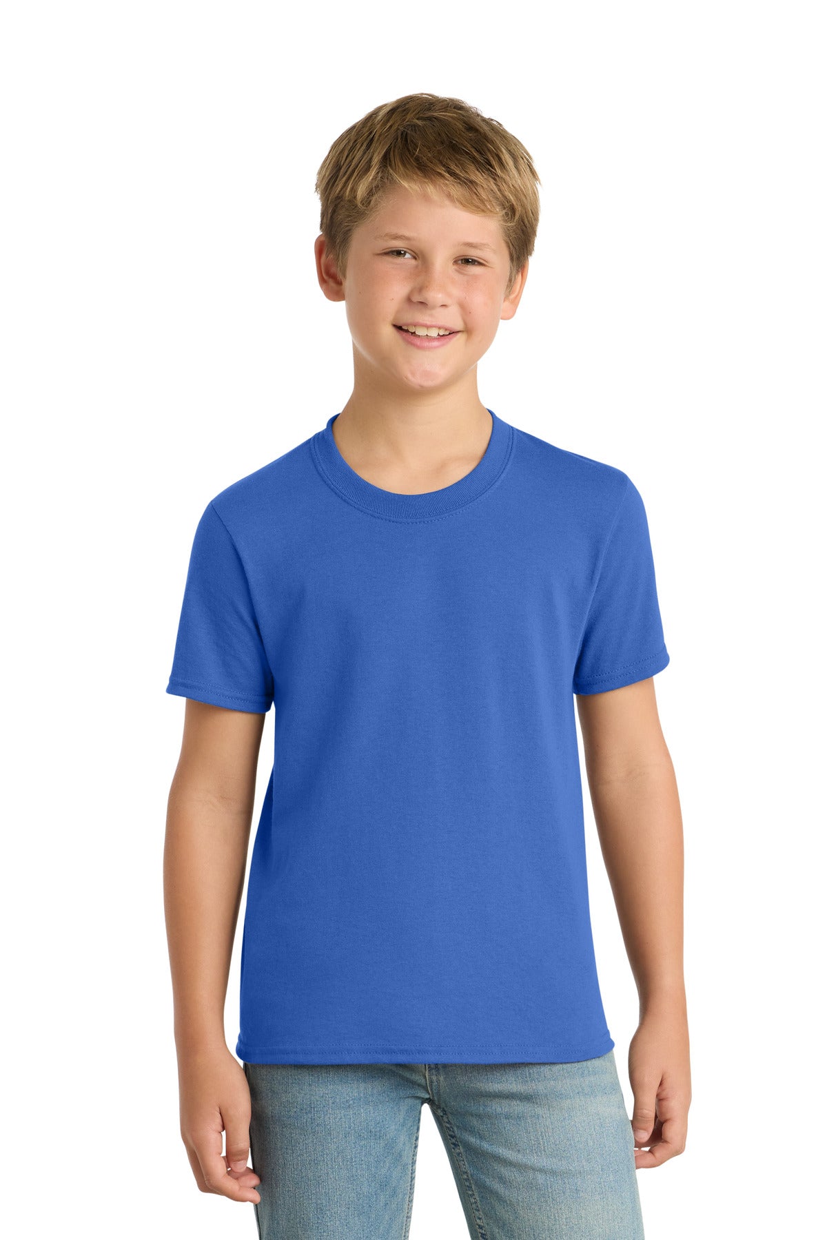 Port & Co Youth Core Blend Tee.  PC55Y in Royal