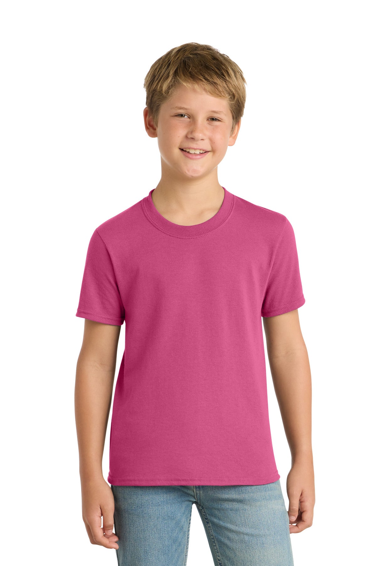 Port & Co Youth Core Blend Tee.  PC55Y in Sangria