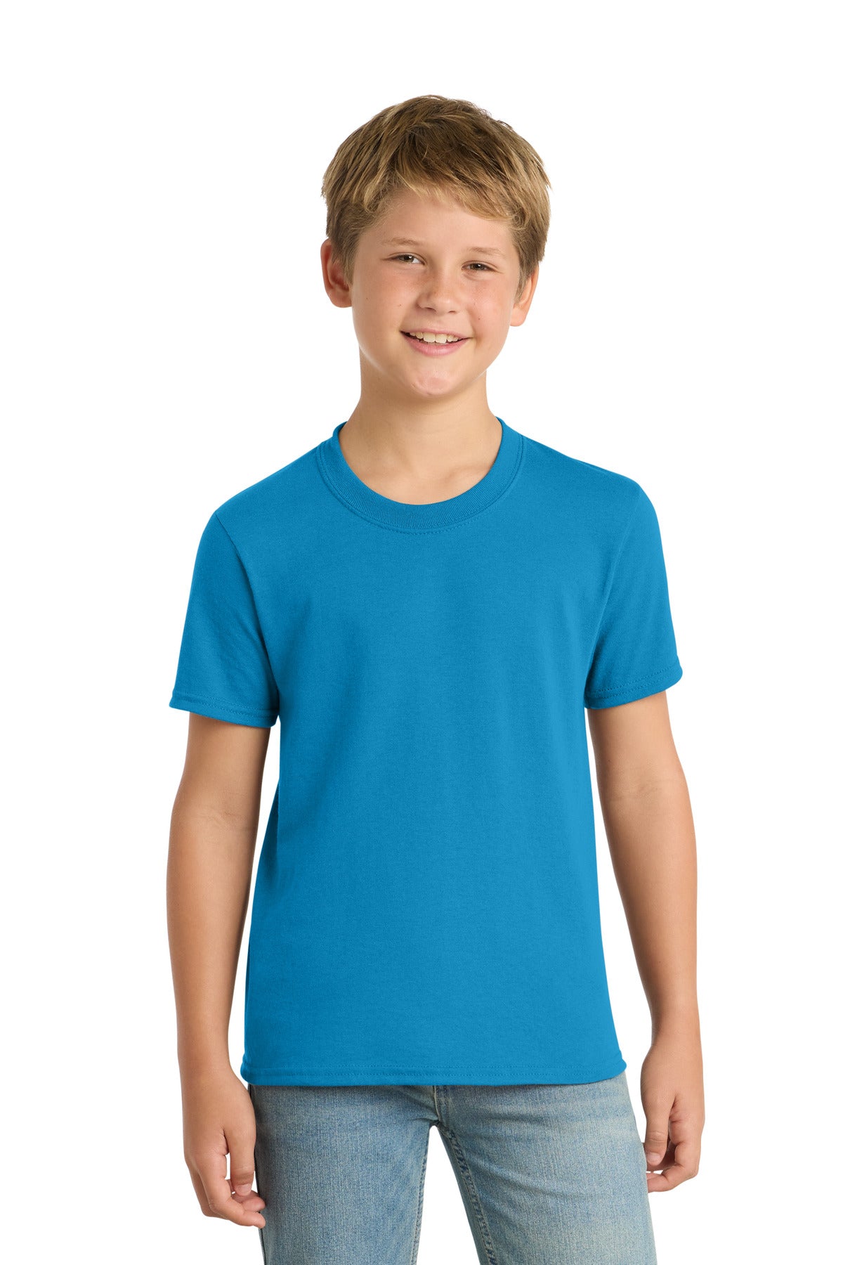Port & Co Youth Core Blend Tee.  PC55Y in Sapphire