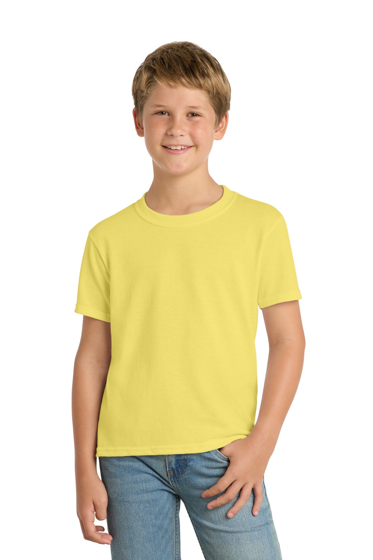 Port & Co Youth Core Blend Tee.  PC55Y in Yellow