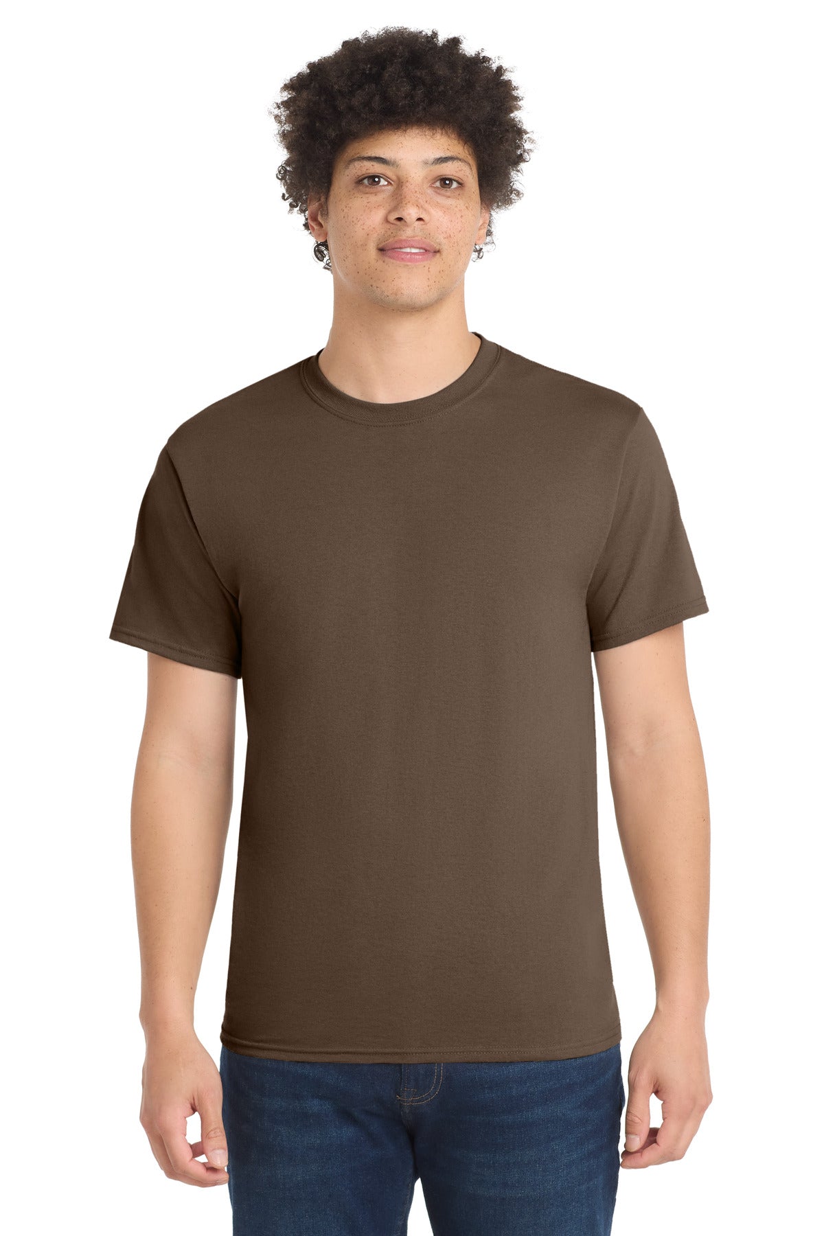 Port & Co Core Blend Tee.  PC55 in Brown
