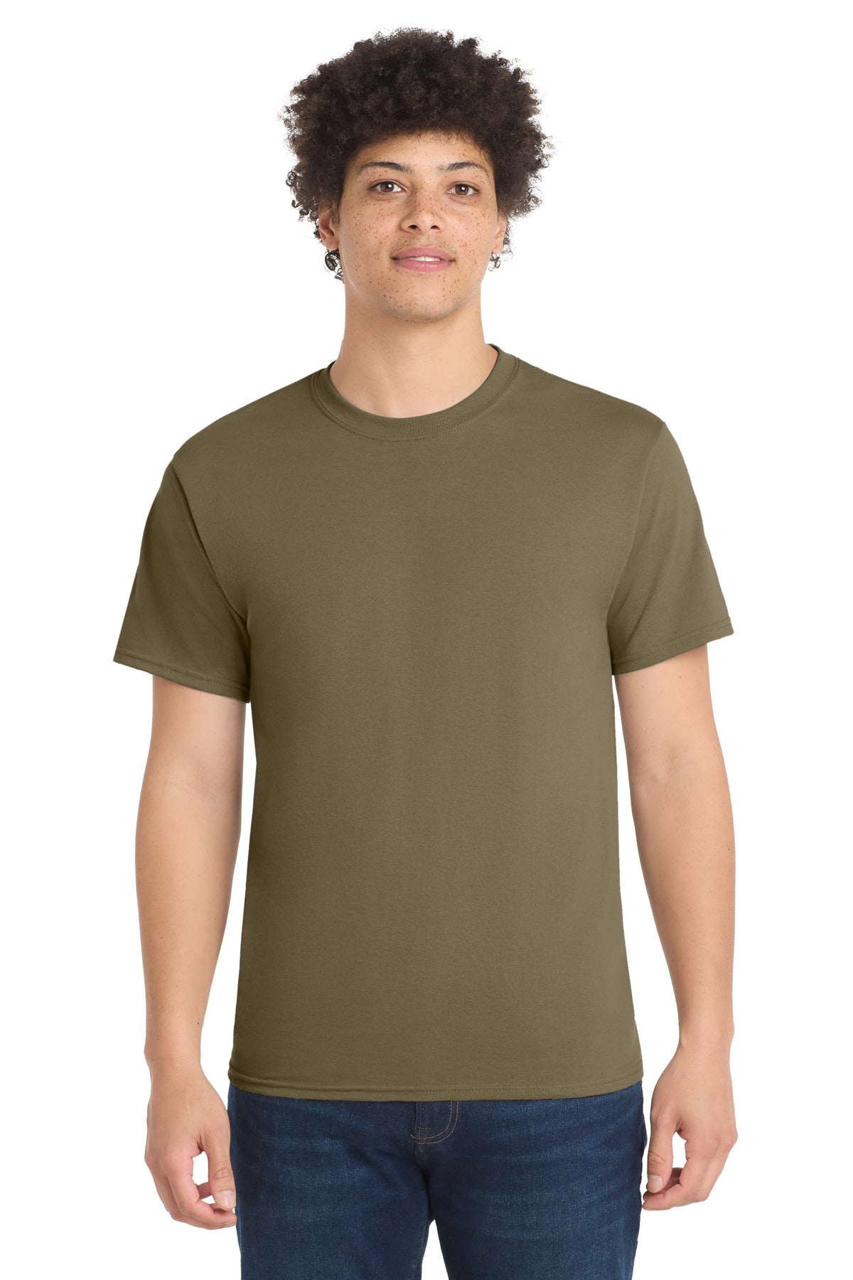 Port & Co Core Blend Tee.  PC55 in Coyote Brown