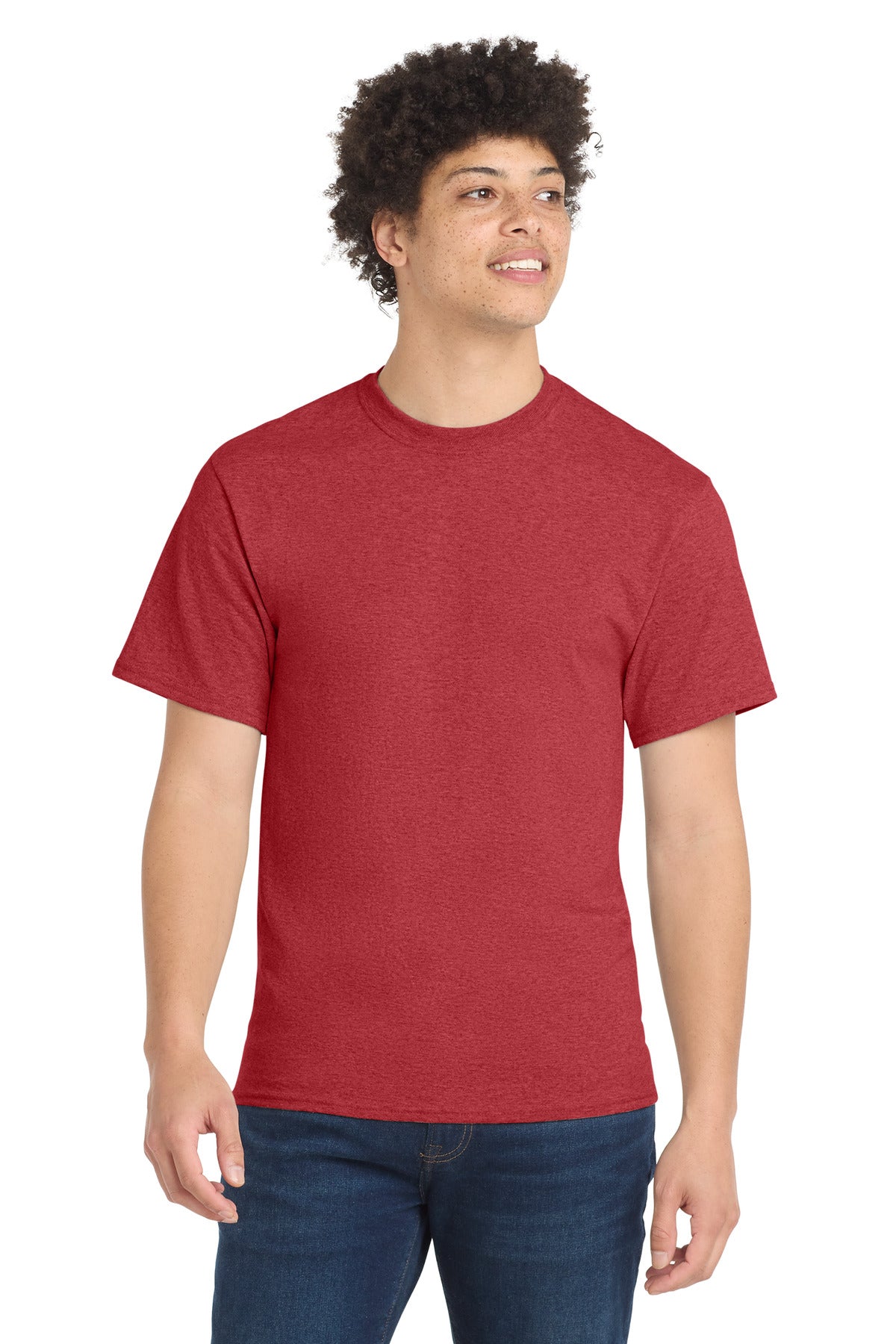 Port & Co Core Blend Tee.  PC55 in Heather Red