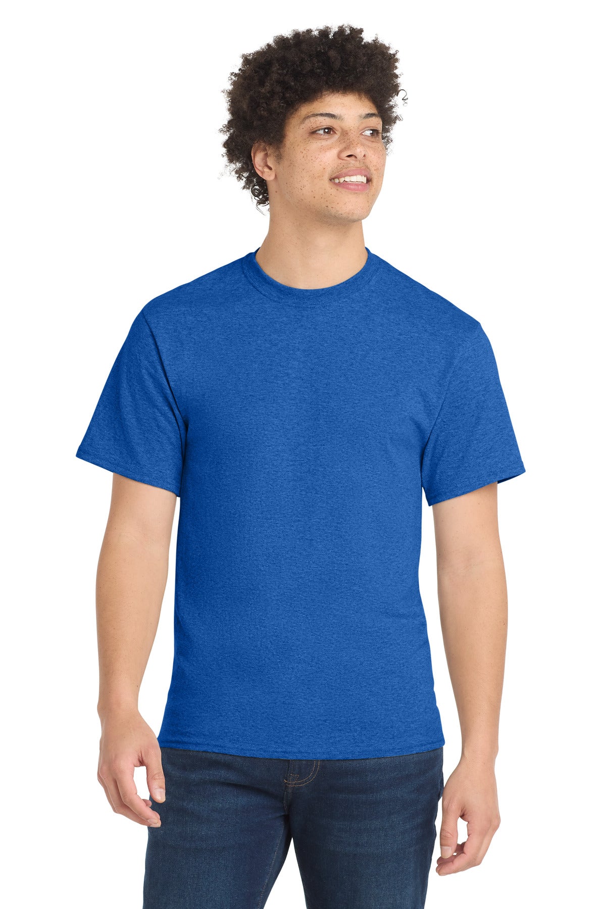 Port & Co Core Blend Tee.  PC55 in Heather Royal