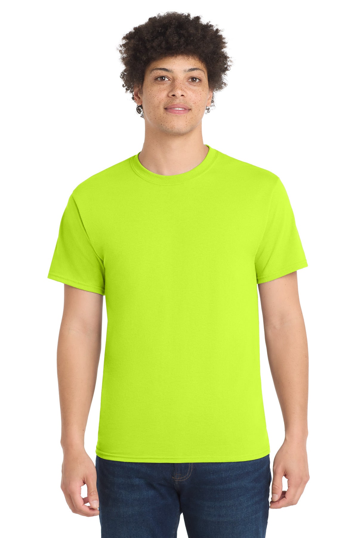 Port & Co Core Blend Tee.  PC55 in Safety Green