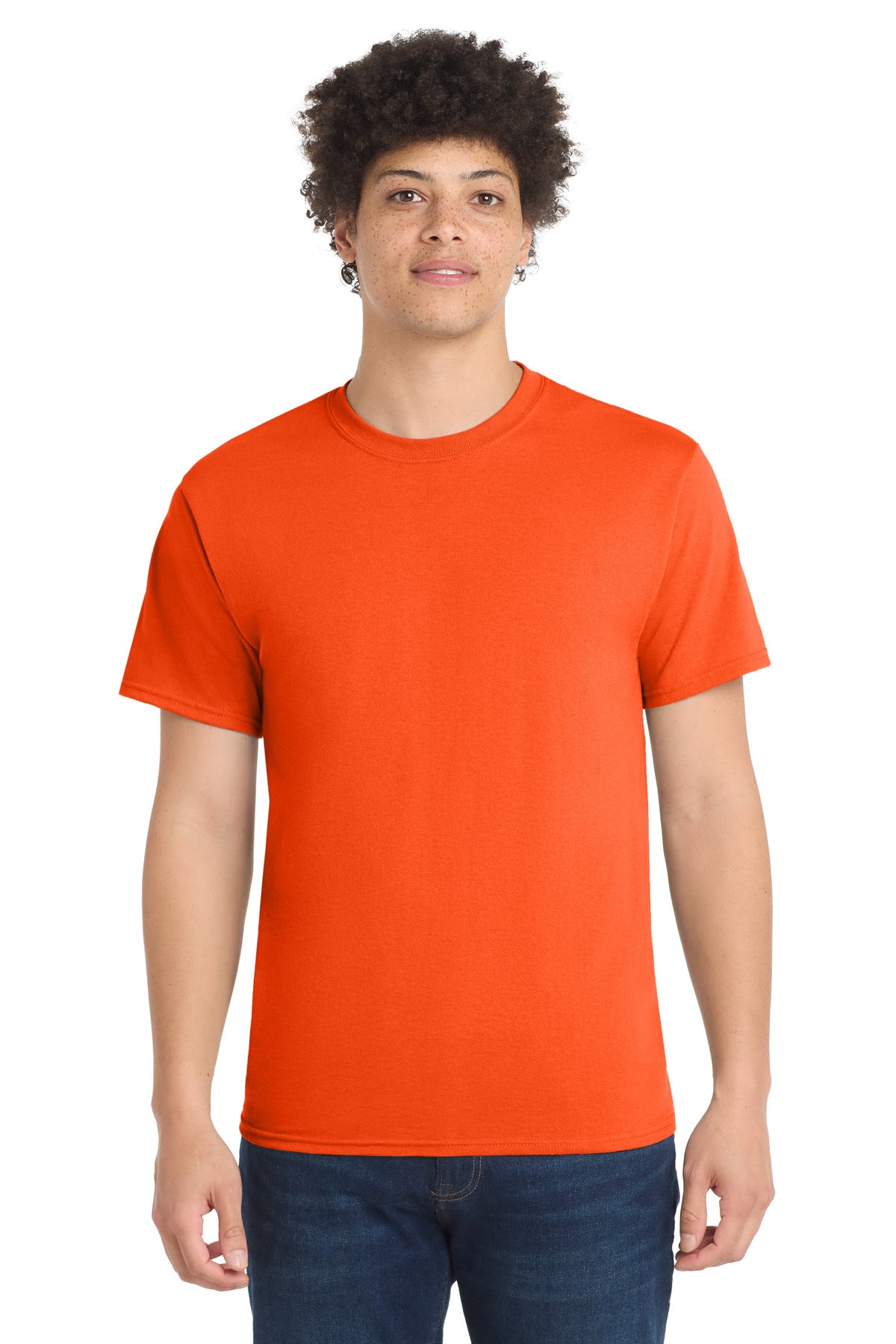 Port & Co Core Blend Tee.  PC55 in Safety Orange