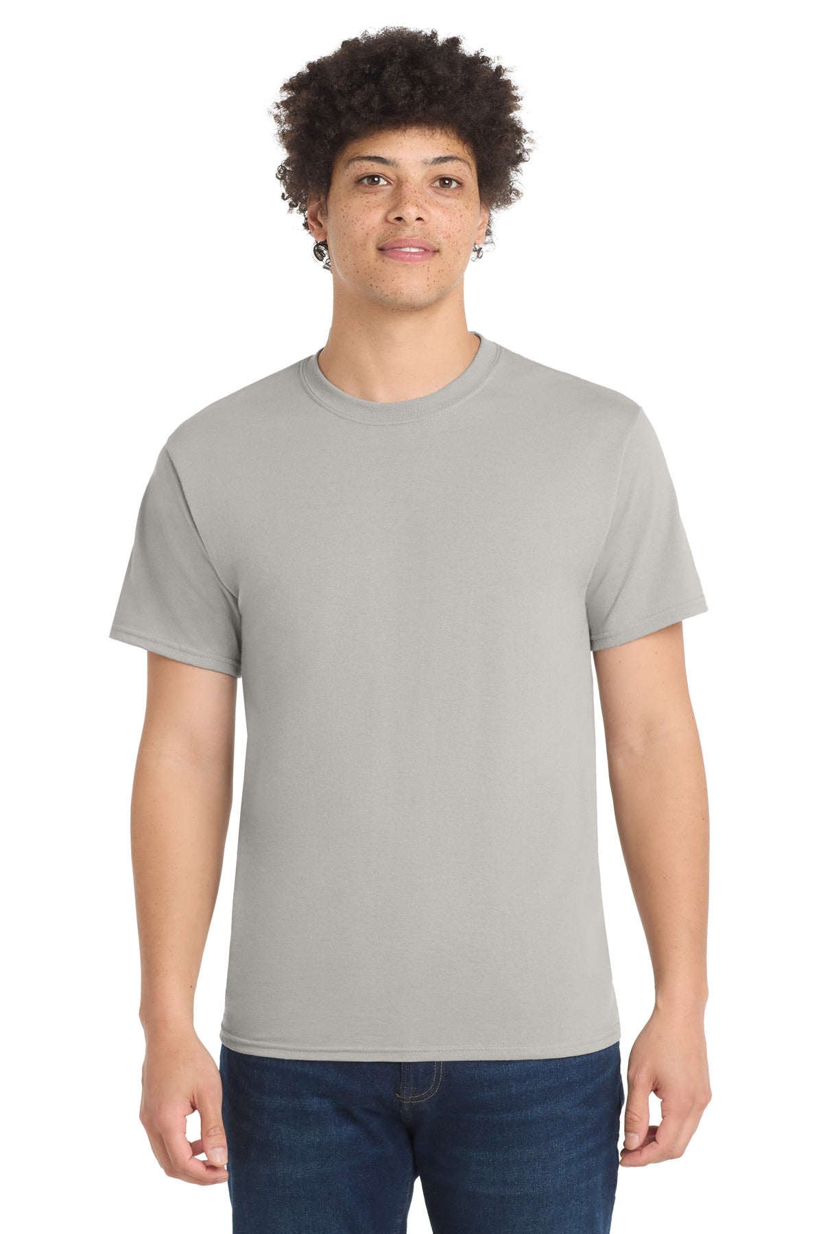 Port & Co Core Blend Tee.  PC55 in Silver