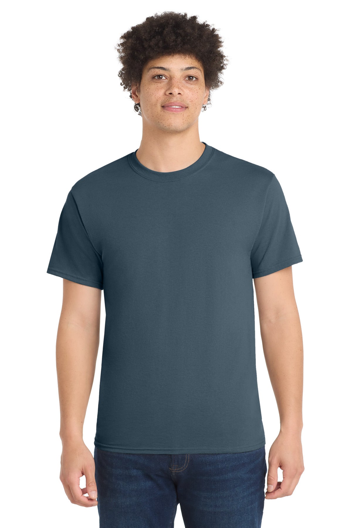 Port & Co Core Blend Tee.  PC55 in Steel Blue