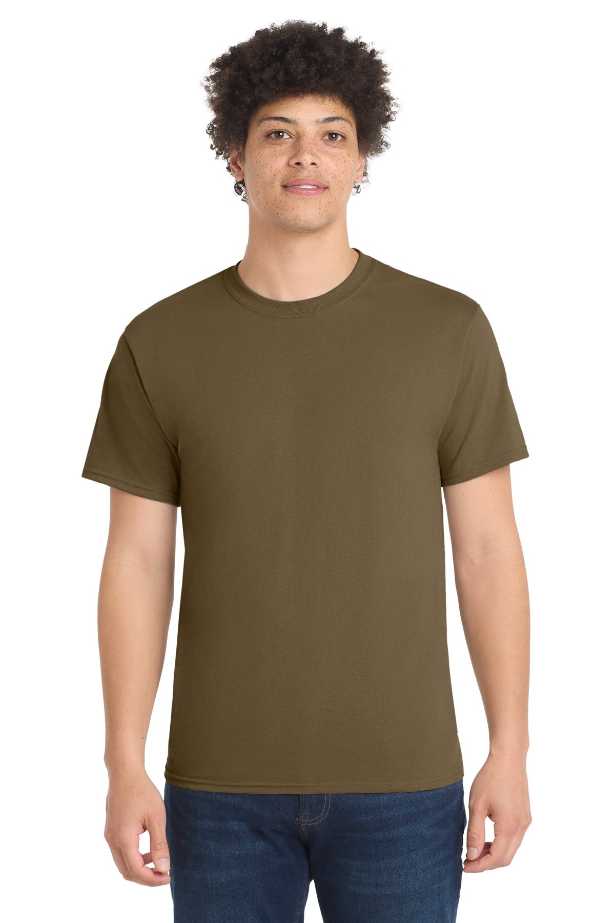 Port & Co Core Blend Tee.  PC55 in Woodland Brown