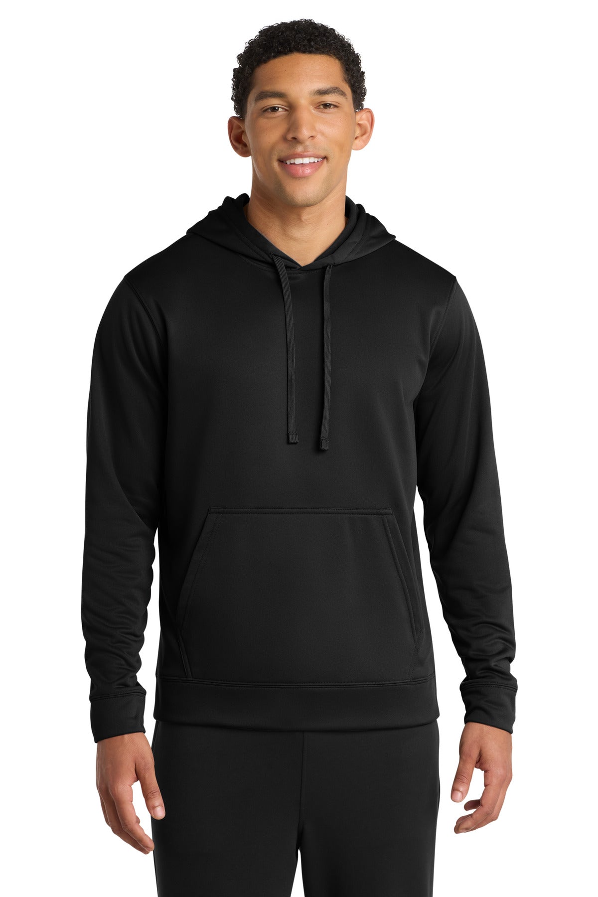 Port & Co Performance Fleece Pullover Hooded Sweatshirt. PC590H in Jet Black