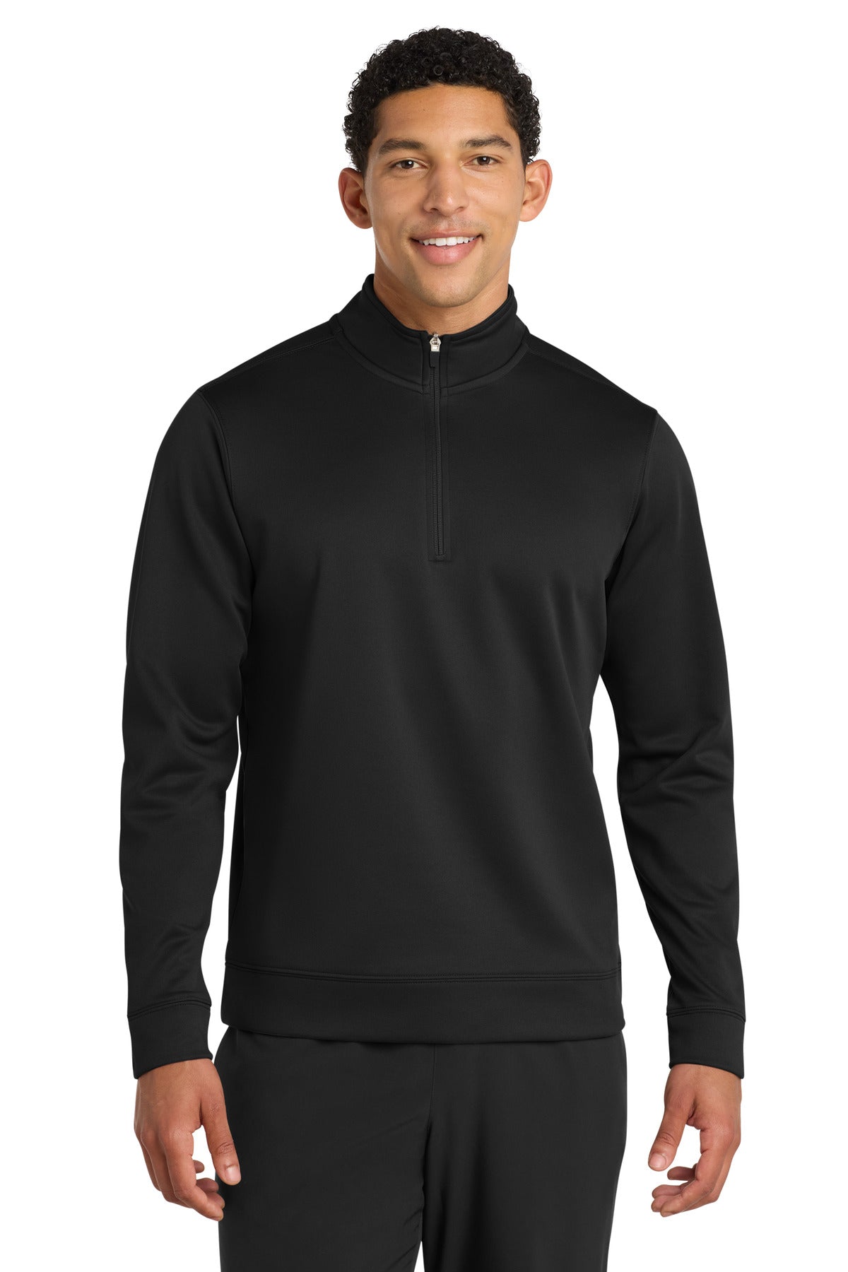 Port & Co Performance Fleece 1/4-Zip Pullover Sweatshirt. PC590Q in Jet Black