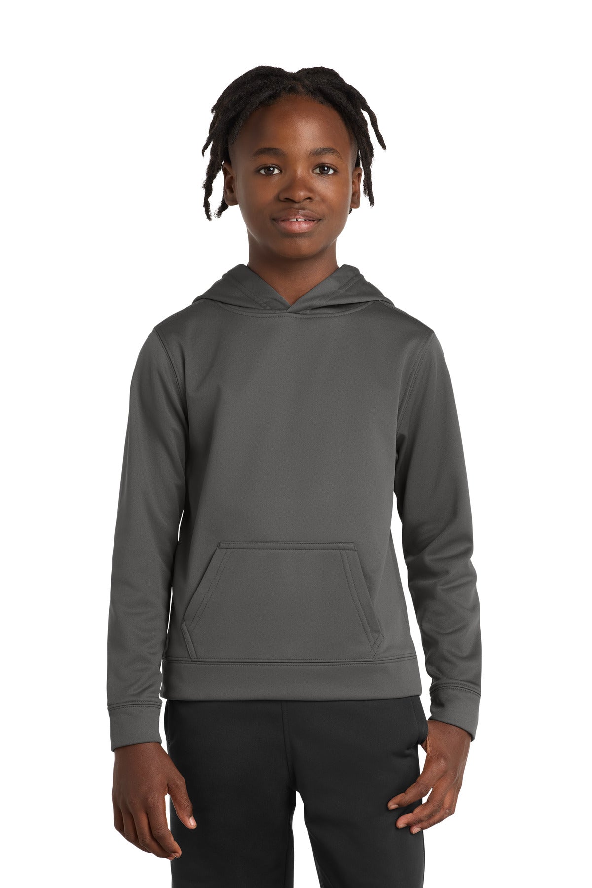 Port & Co Youth Performance Fleece Pullover Hooded Sweatshirt. PC590YH in Charcoal