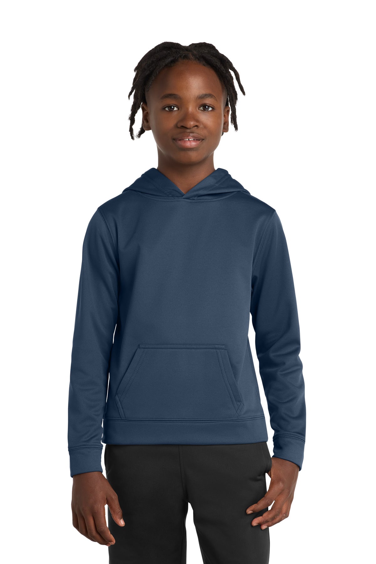 Port & Co Youth Performance Fleece Pullover Hooded Sweatshirt. PC590YH in Deep Navy