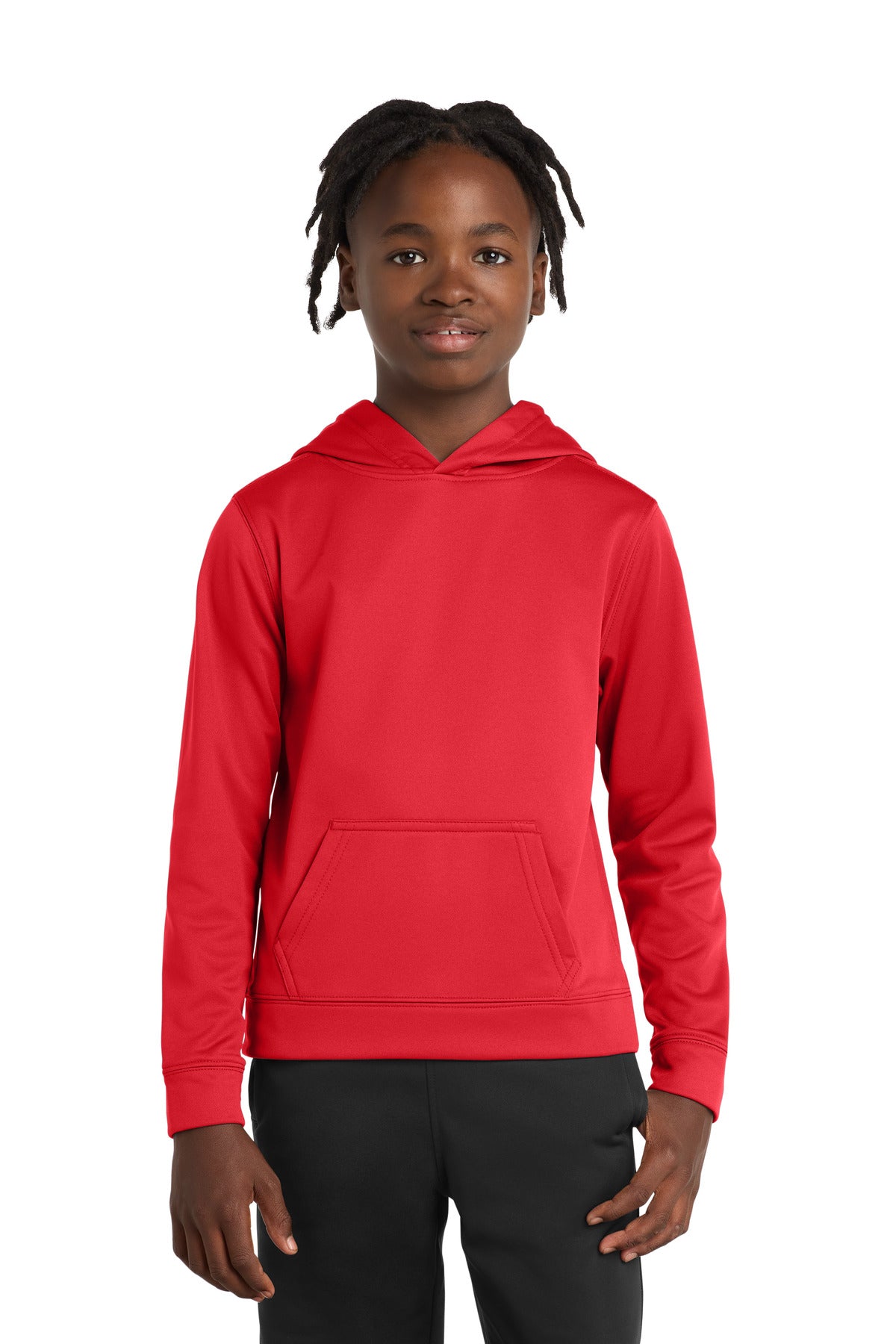 Port & Co Youth Performance Fleece Pullover Hooded Sweatshirt. PC590YH in Red