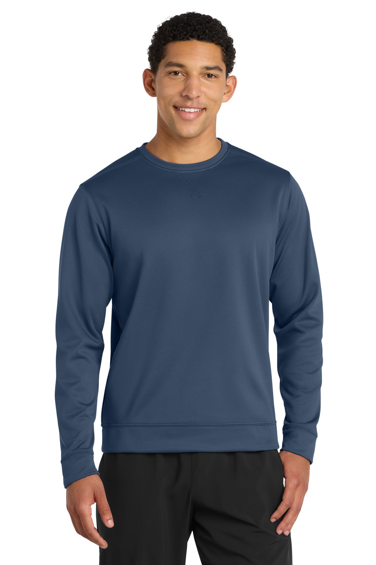 Port & Co Performance Fleece Crewneck Sweatshirt. PC590 in Deep Navy
