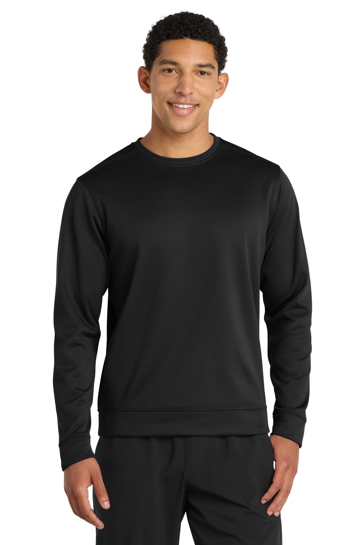 Port & Co Performance Fleece Crewneck Sweatshirt. PC590 in Jet Black