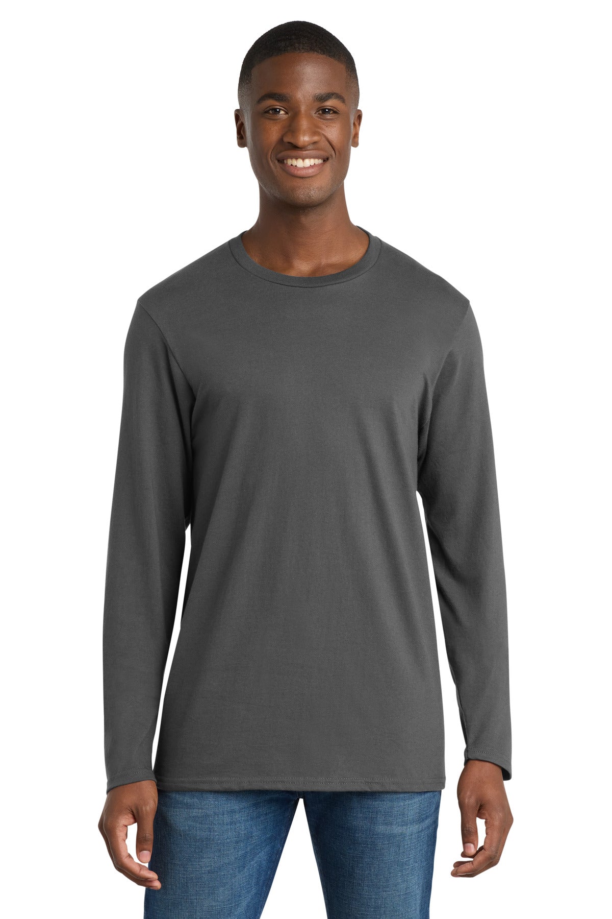 Port & Co Long Sleeve Bouncer Tee PC600LS in Coal Grey