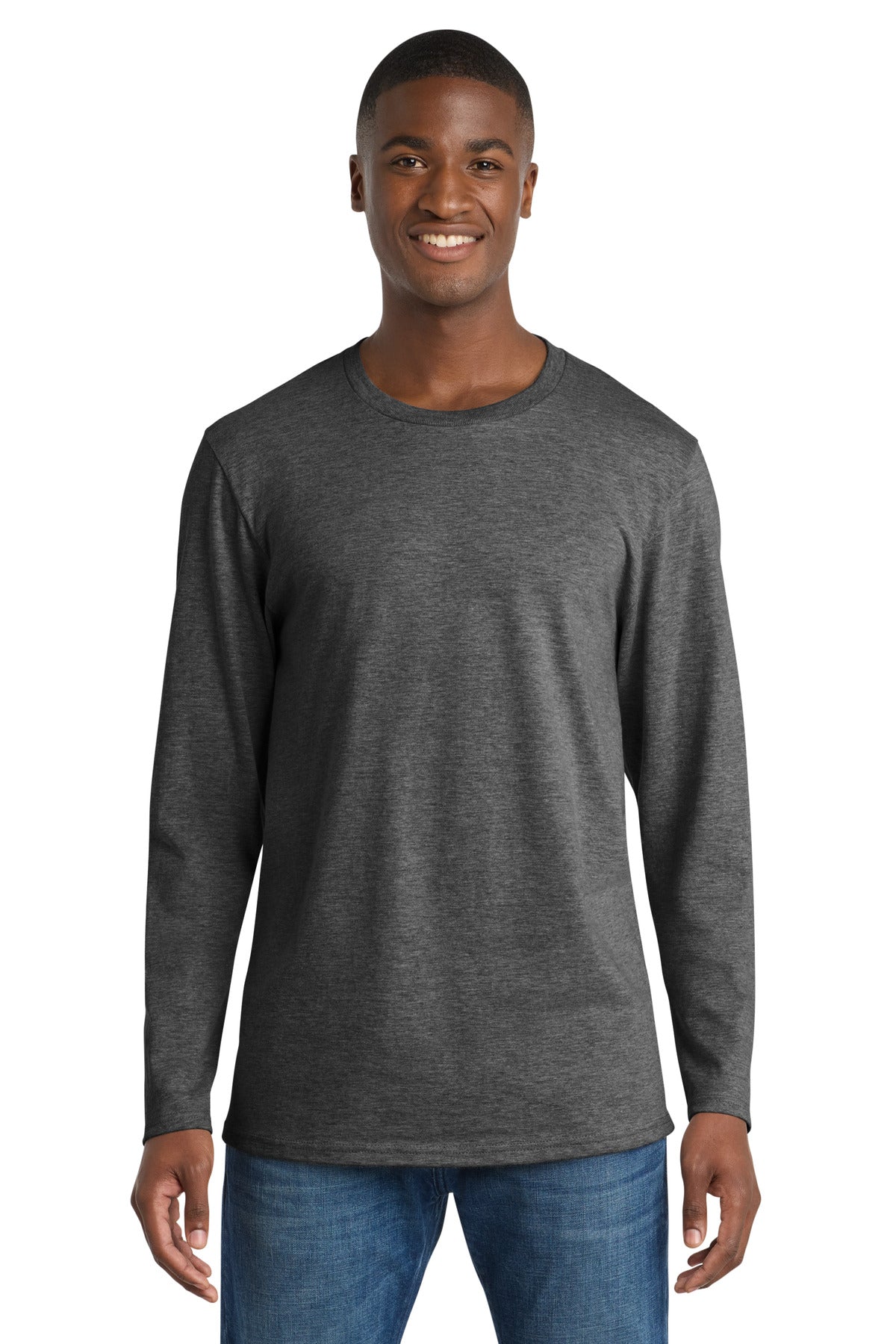 Port & Co Long Sleeve Bouncer Tee PC600LS in Dark Heather Grey