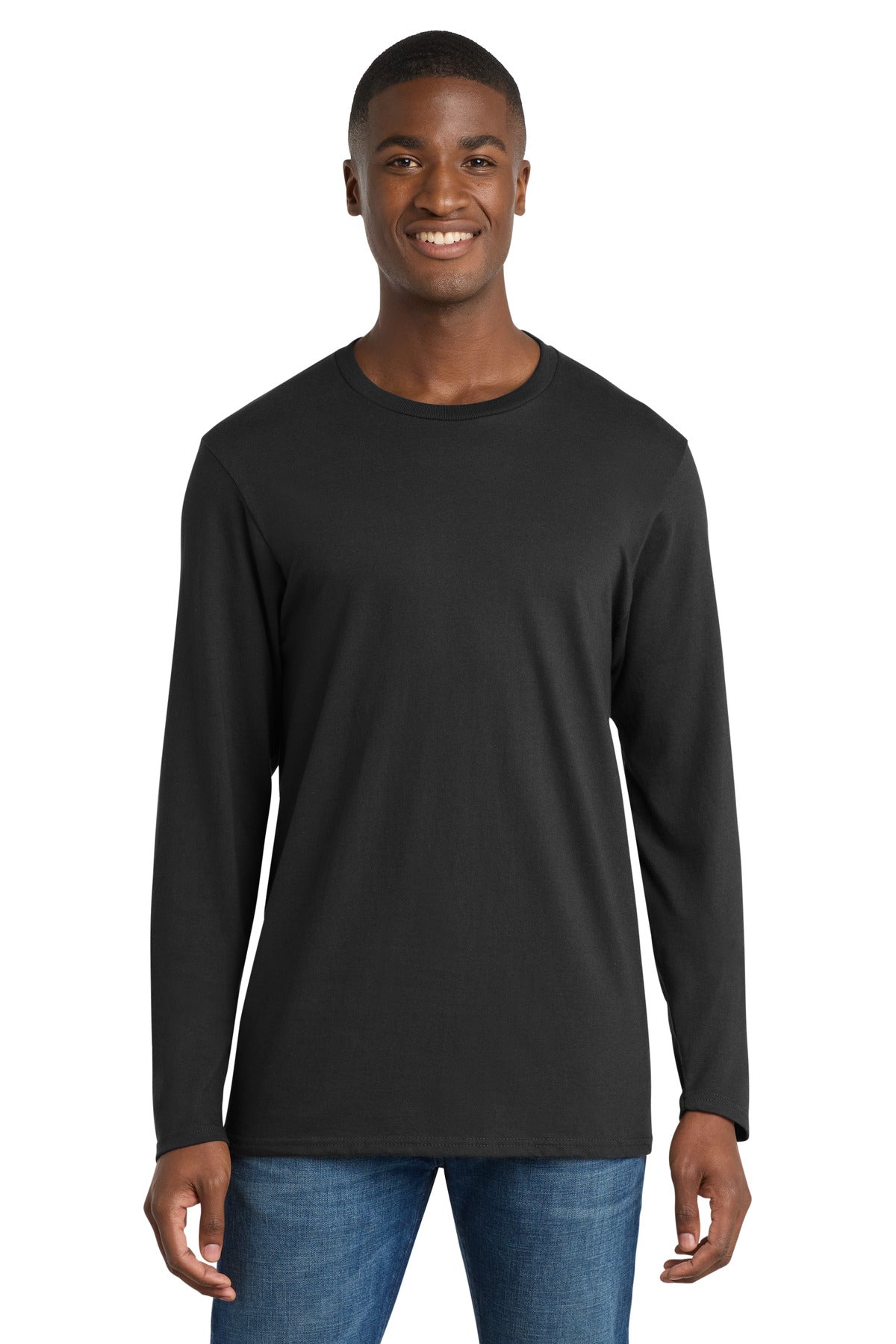 Port & Co Long Sleeve Bouncer Tee PC600LS in Deep Black