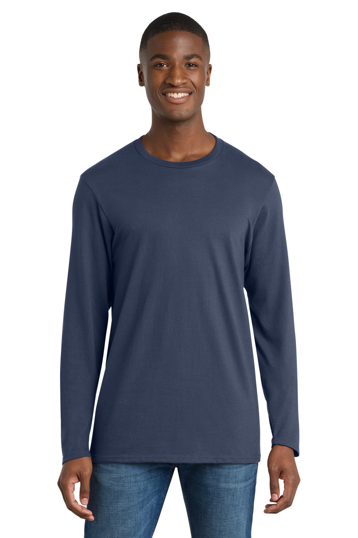 Port & Co Long Sleeve Bouncer Tee PC600LS in Navy Blue