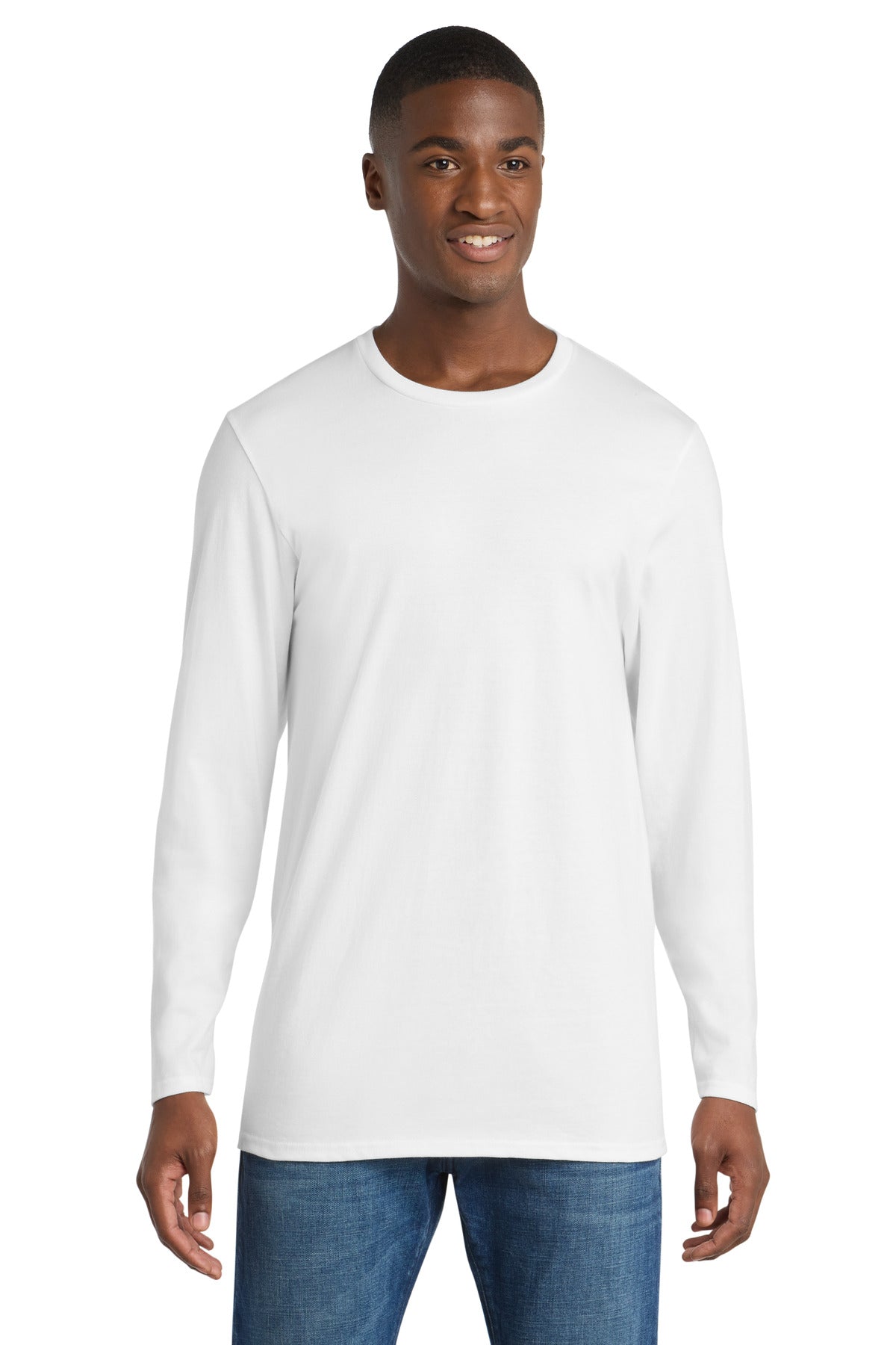 Port & Co Long Sleeve Bouncer Tee PC600LS in White