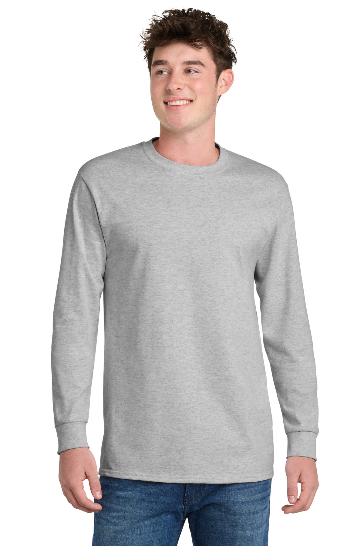 Port & Co Tall Long Sleeve Essential Tee. PC61LST in Ash