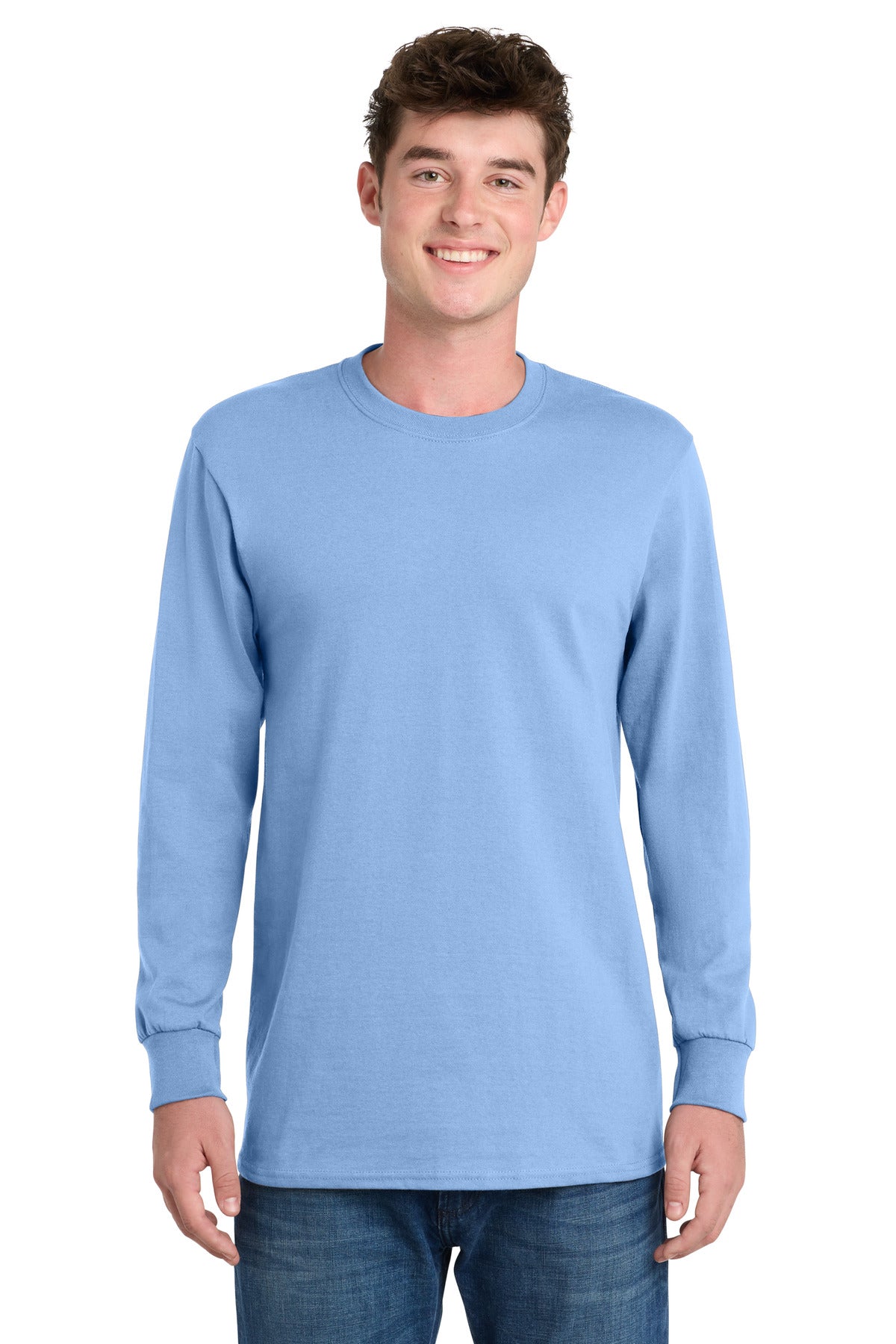 Port & Co Tall Long Sleeve Essential Tee. PC61LST in Light Blue
