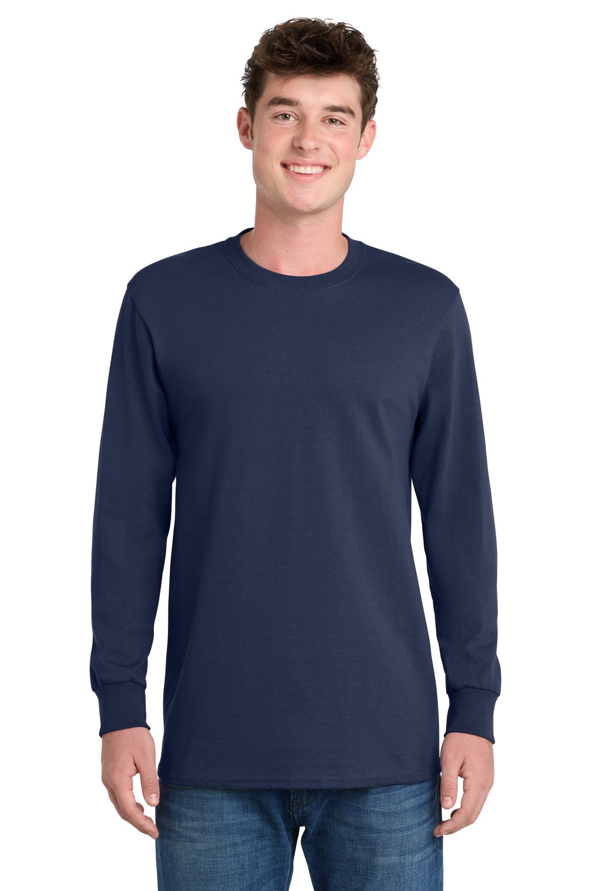 Port & Co Tall Long Sleeve Essential Tee. PC61LST in Navy