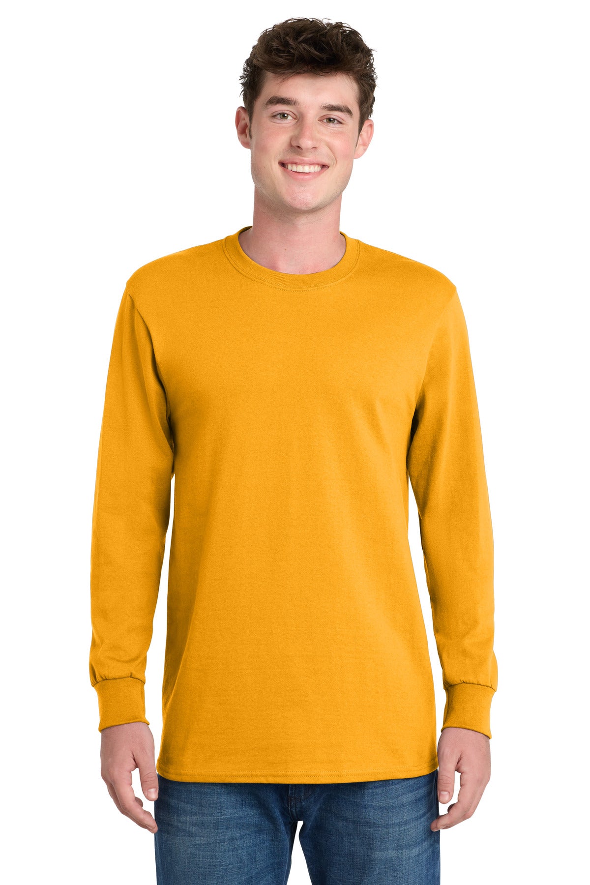 Port & Co Long Sleeve Essential Tee. PC61LS in Gold