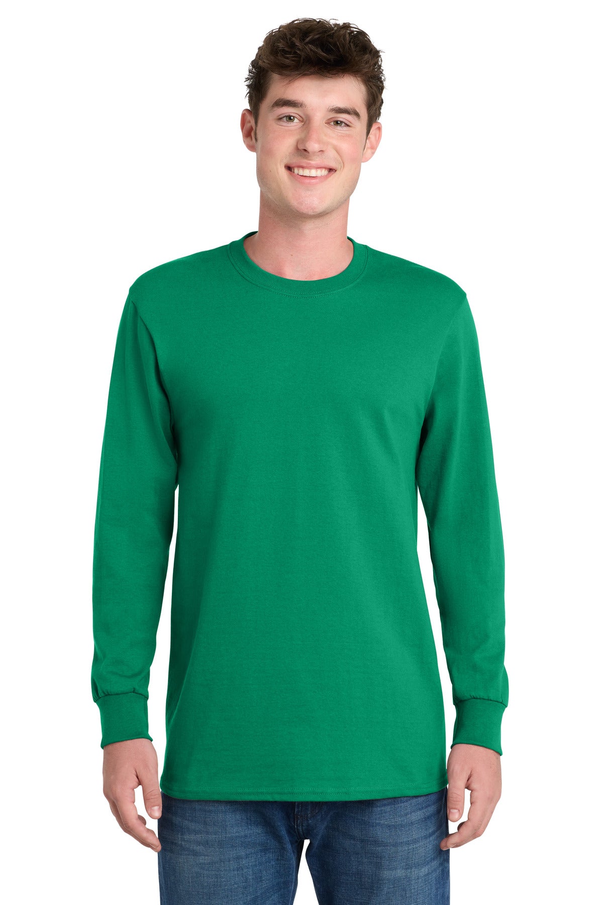 Port & Co Long Sleeve Essential Tee. PC61LS in Kelly