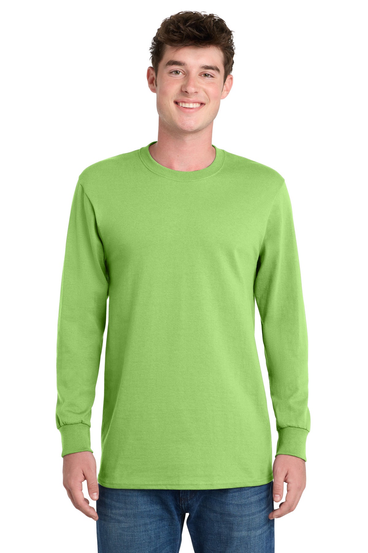 Port & Co Long Sleeve Essential Tee. PC61LS in Lime