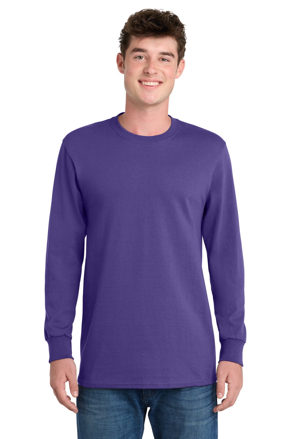 Port & Co Long Sleeve Essential Tee. PC61LS in Purple