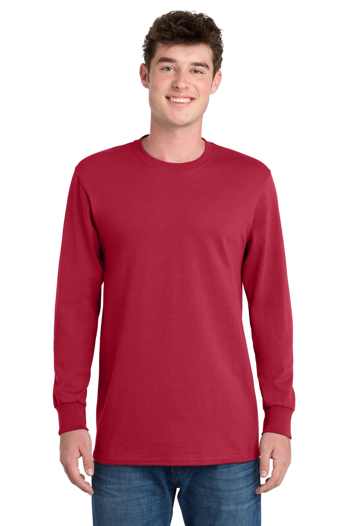 Port & Co Long Sleeve Essential Tee. PC61LS in Red