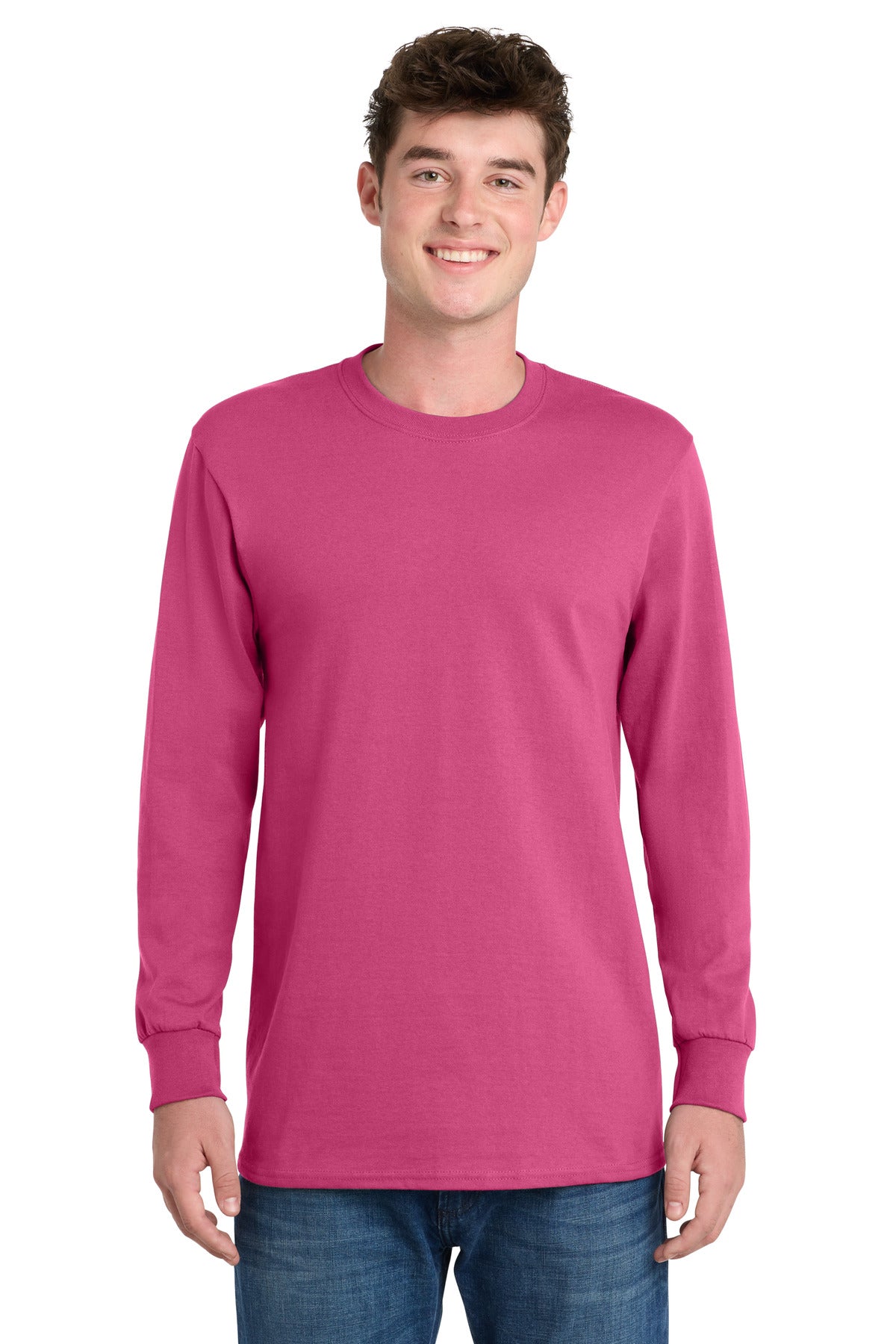 Port & Co Long Sleeve Essential Tee. PC61LS in Sangria