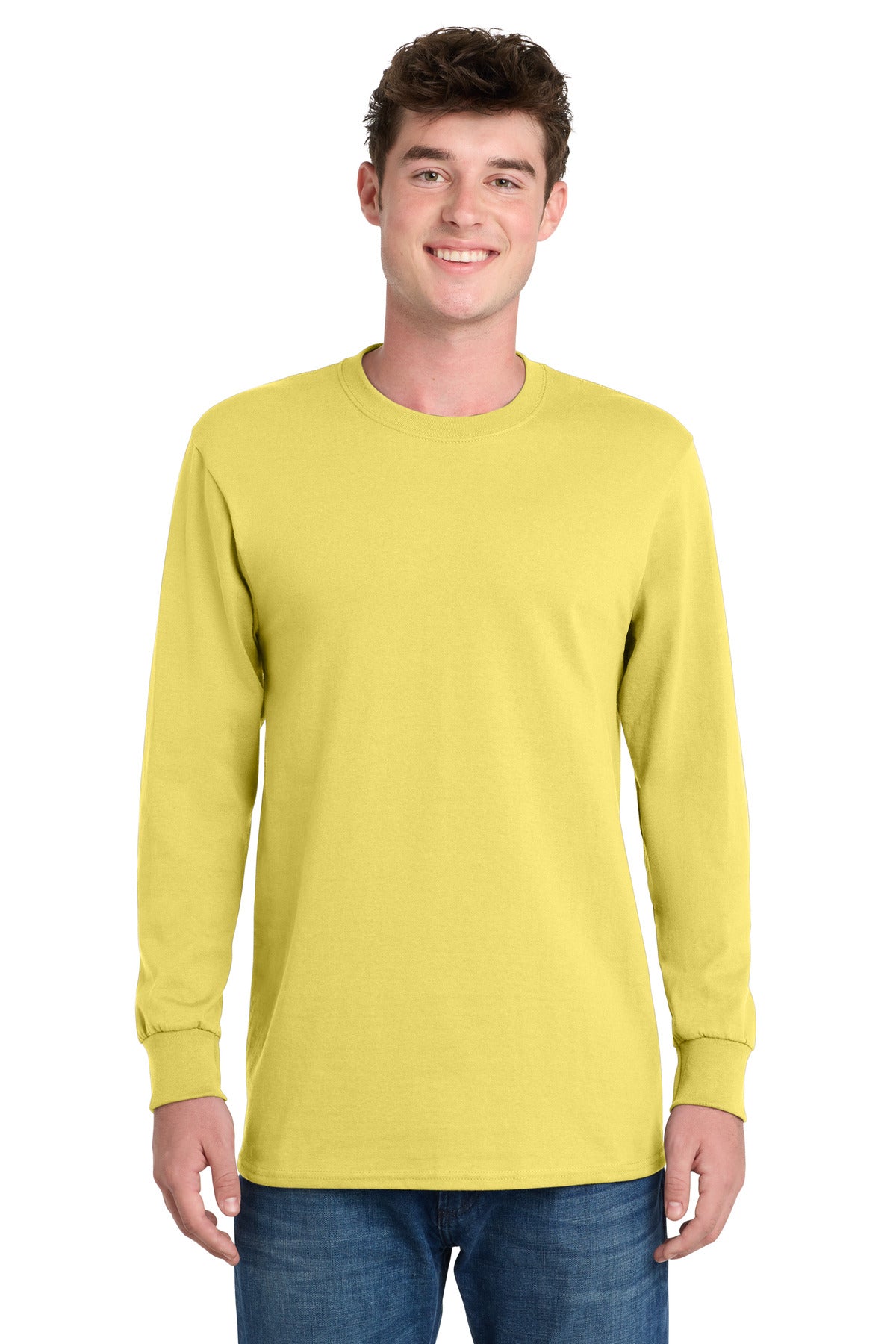 Port & Co Long Sleeve Essential Tee. PC61LS in Yellow