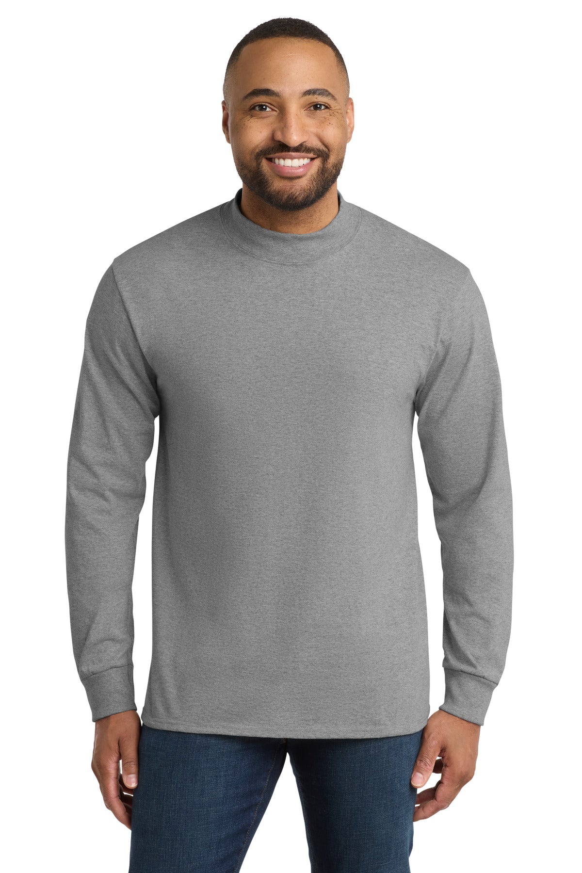 Port & Co Essential Mock Turtleneck.  PC61M in Athletic Heather