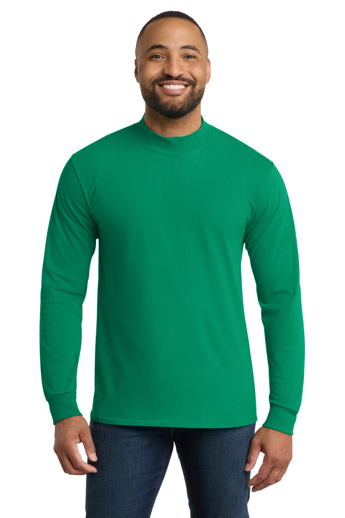 Port & Co Essential Mock Turtleneck.  PC61M in Kelly