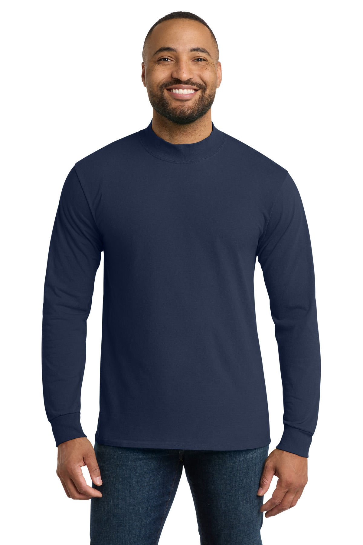 Port & Co Essential Mock Turtleneck.  PC61M in Navy