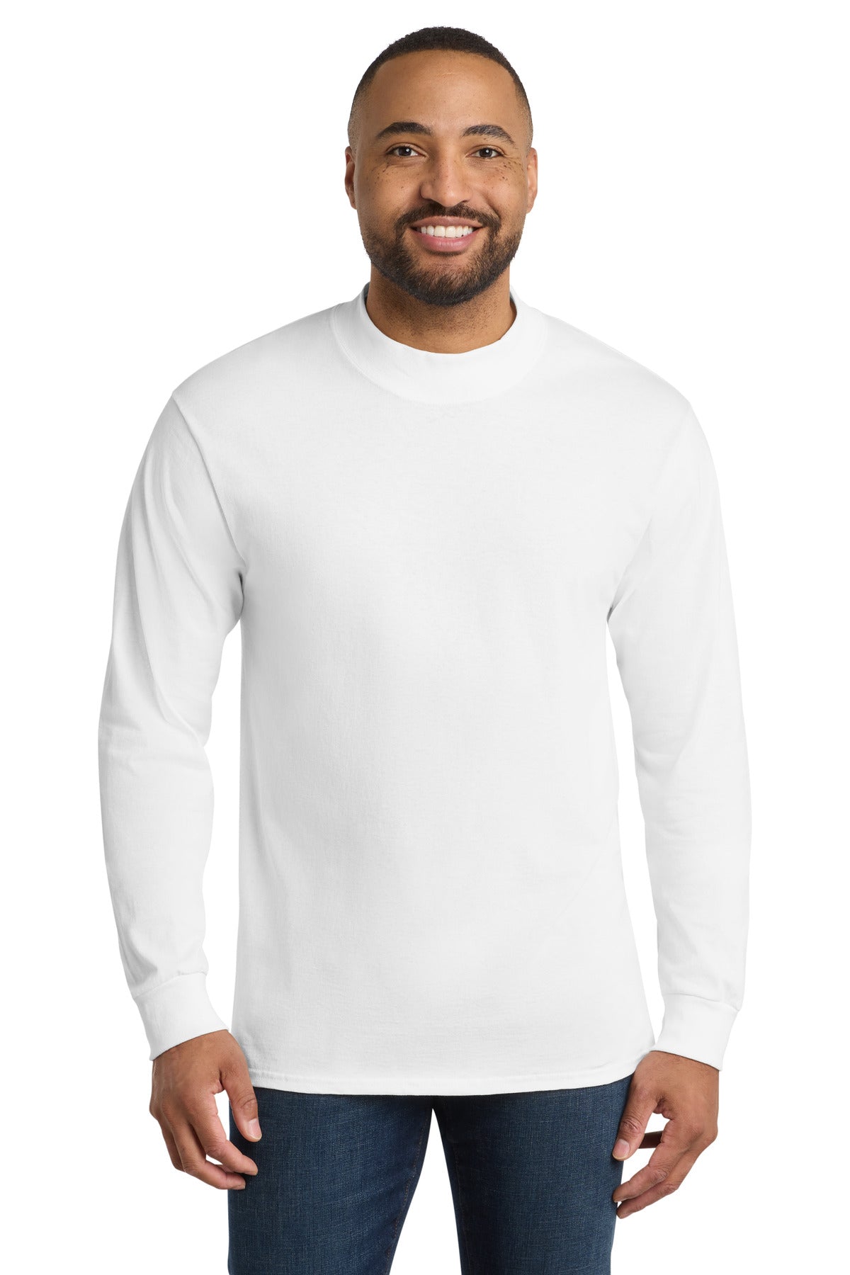 Port & Co Essential Mock Turtleneck.  PC61M in White