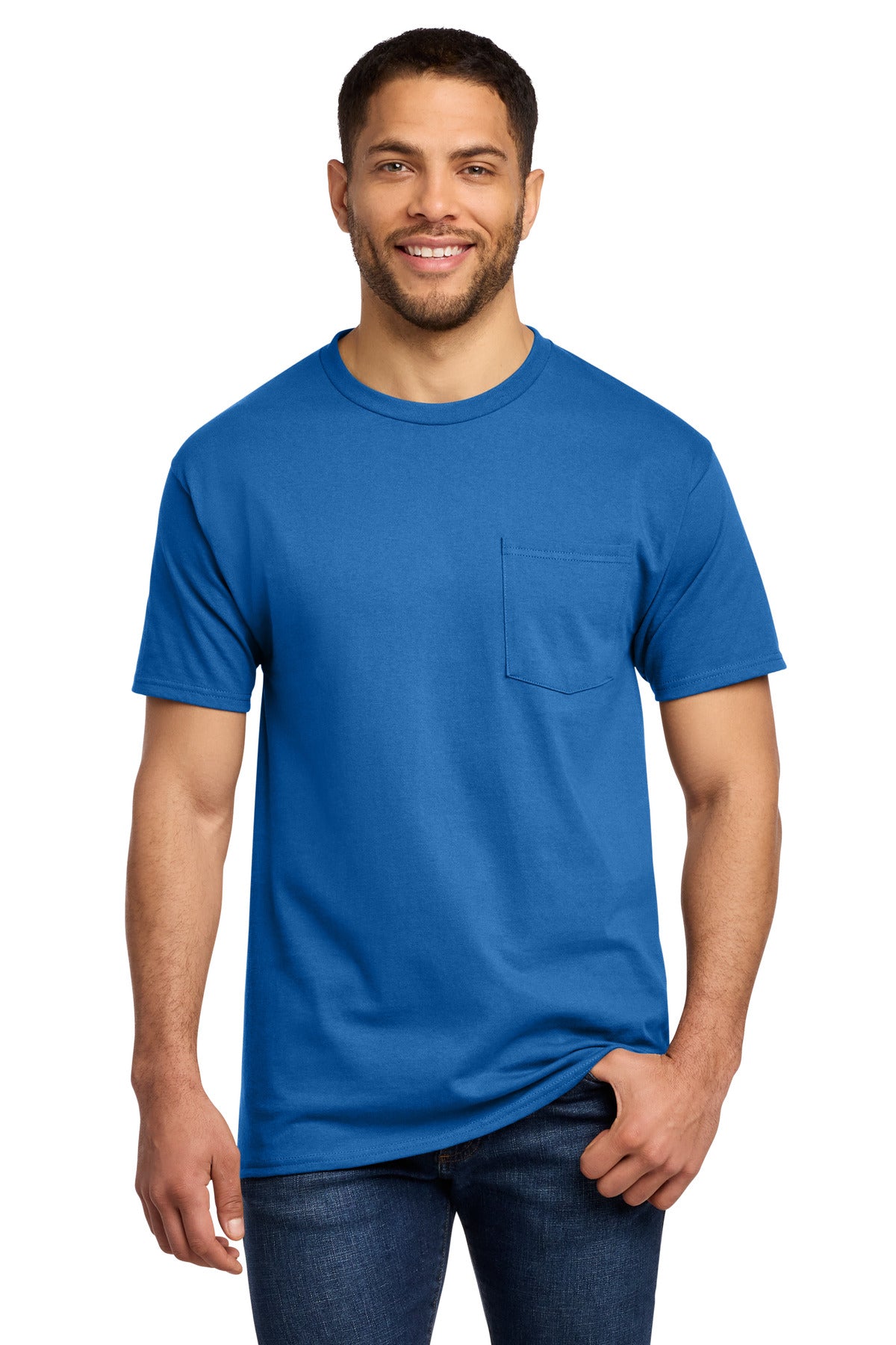 Port & Co Tall Essential Pocket Tee. PC61PT in Royal