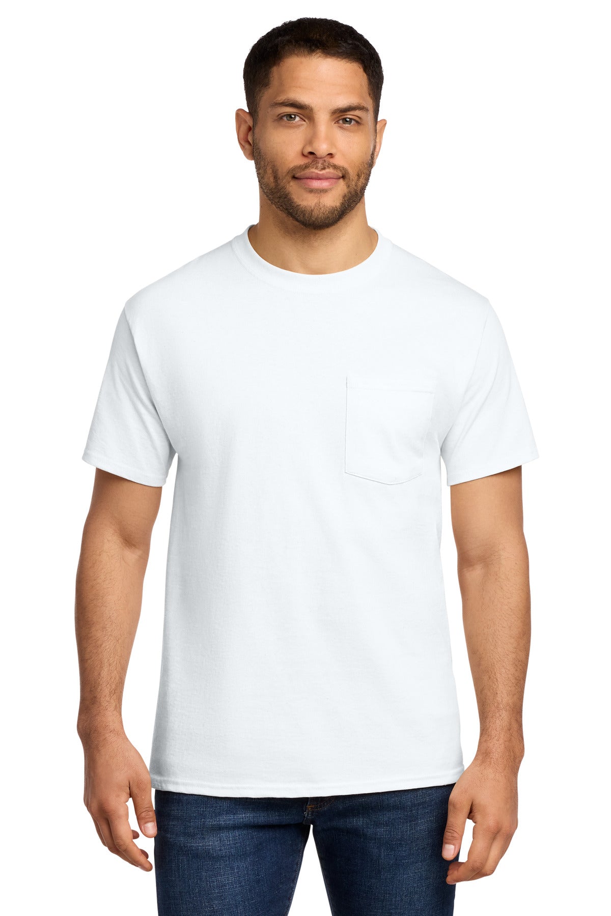 Port & Co Tall Essential Pocket Tee. PC61PT in White