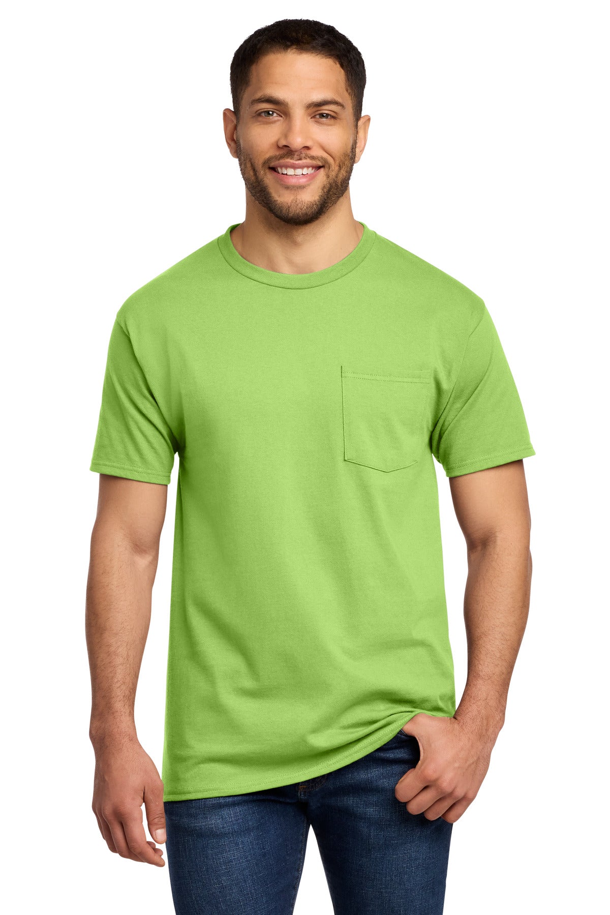 Port & Co Essential Pocket Tee. PC61P in Lime