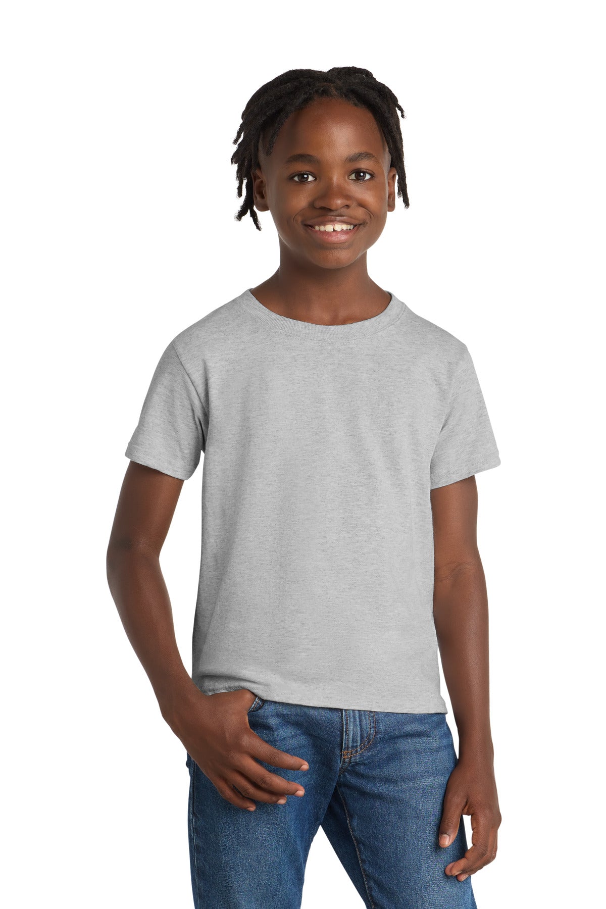 Port & Co Youth Essential Tee. PC61Y in Ash