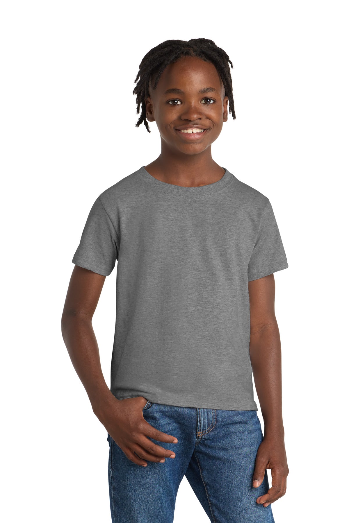 Port & Co Youth Essential Tee. PC61Y in Athletic Heather